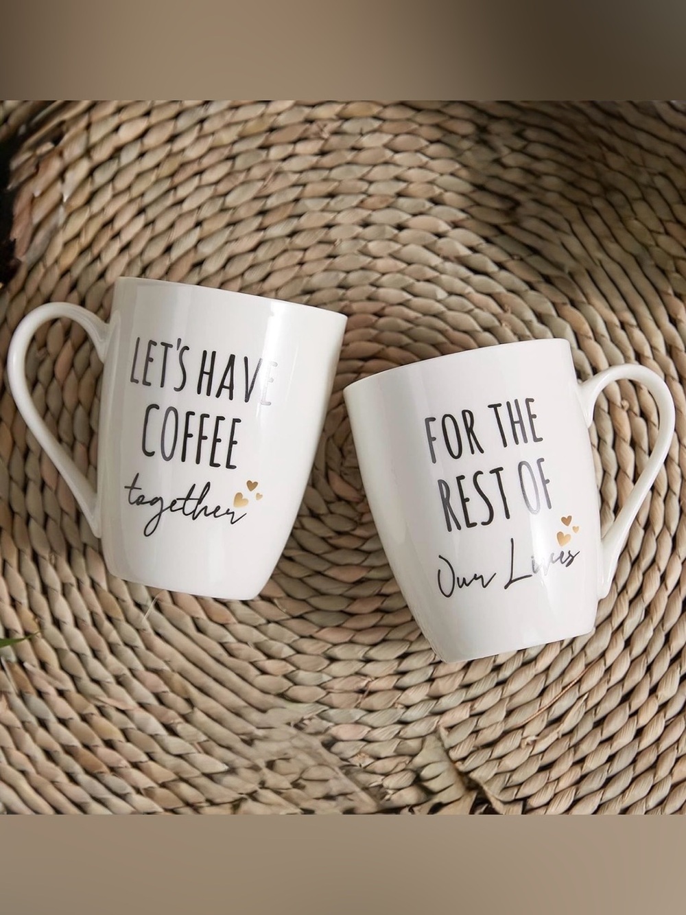 AW BRIDAL Ceramic Coffee Mugs 12 Oz Lets have coffee together forever Set of 2